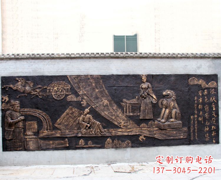 福建“汉代重气质,牡丹留正色”中国传统文化浮雕壁画,玻璃钢仿铜园林墙壁装饰壁画
