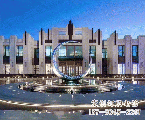 福建城市不锈钢月亮摆件雕塑