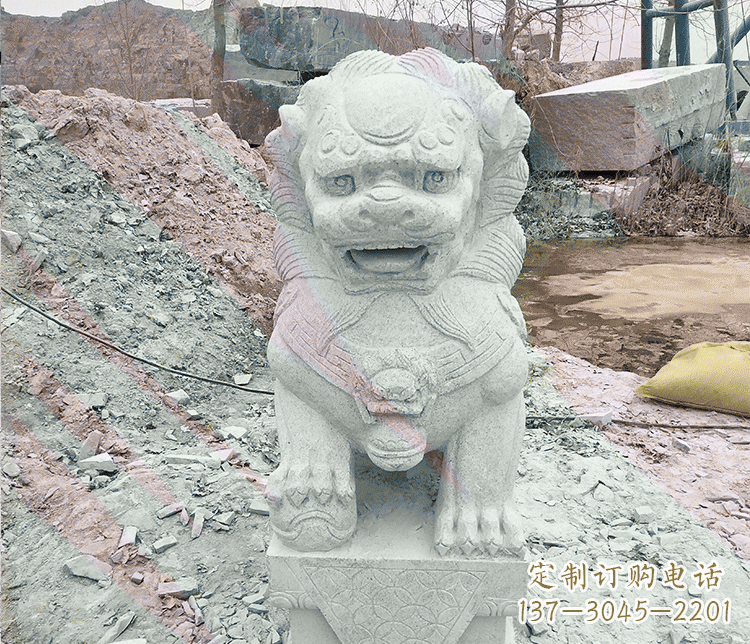 福建公园踩绣球狮子动物石雕