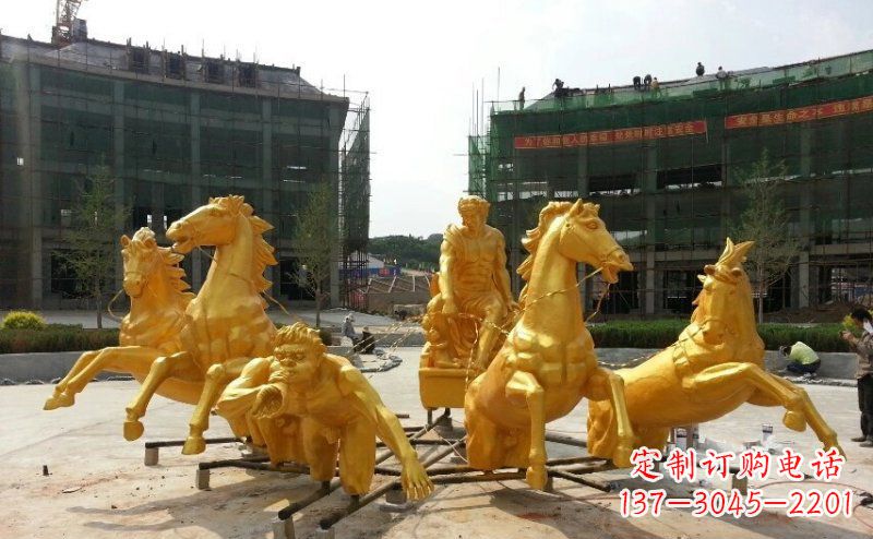 福建阿波罗战车玻璃钢仿铜景观雕塑