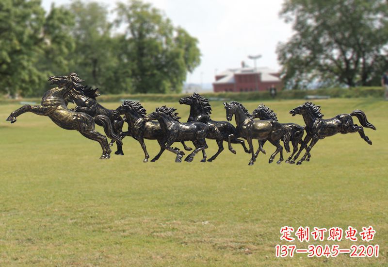 福建八骏图八匹马群铜雕