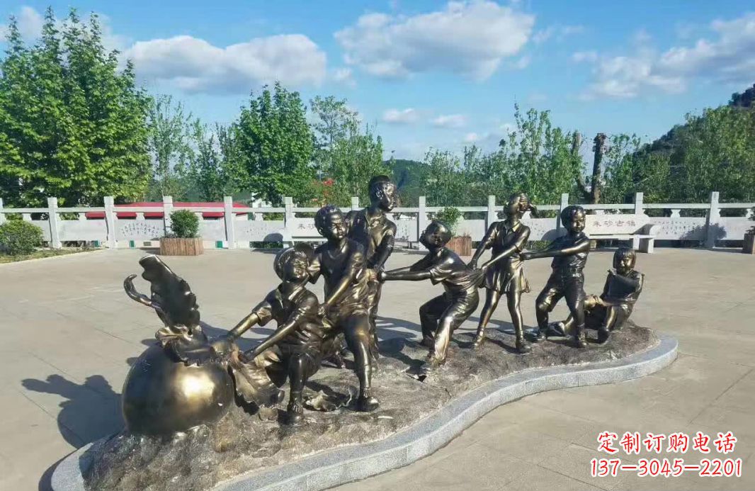 福建拔萝卜人物铜雕112