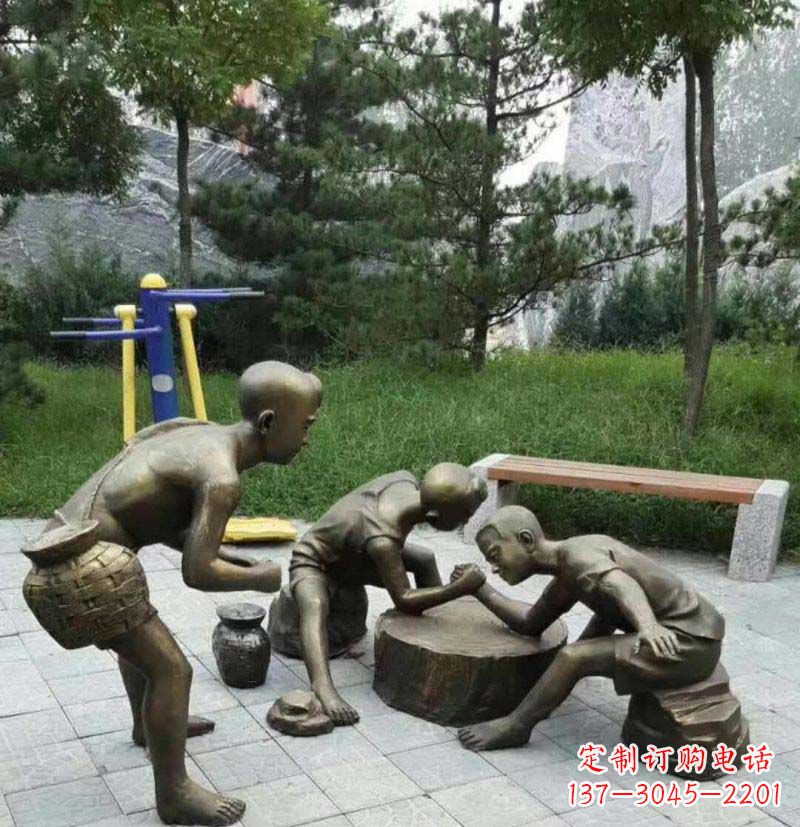 福建掰手腕儿童铜雕
