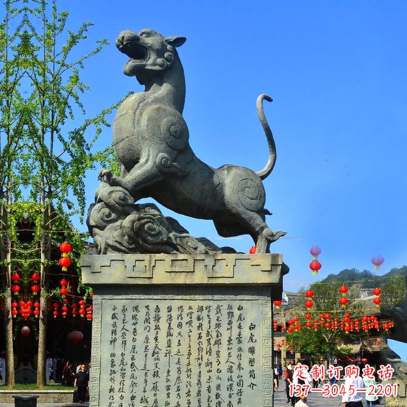 福建白虎铜雕景观雕塑-景区园林神兽动物标识