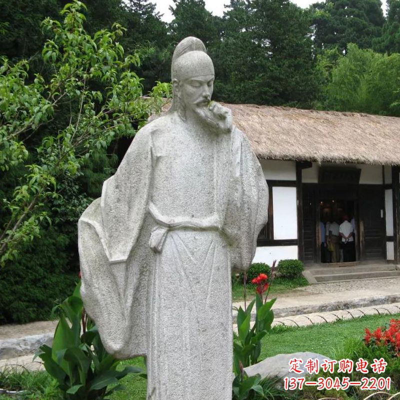 福建白居易石雕塑像传承中国古代文化精髓