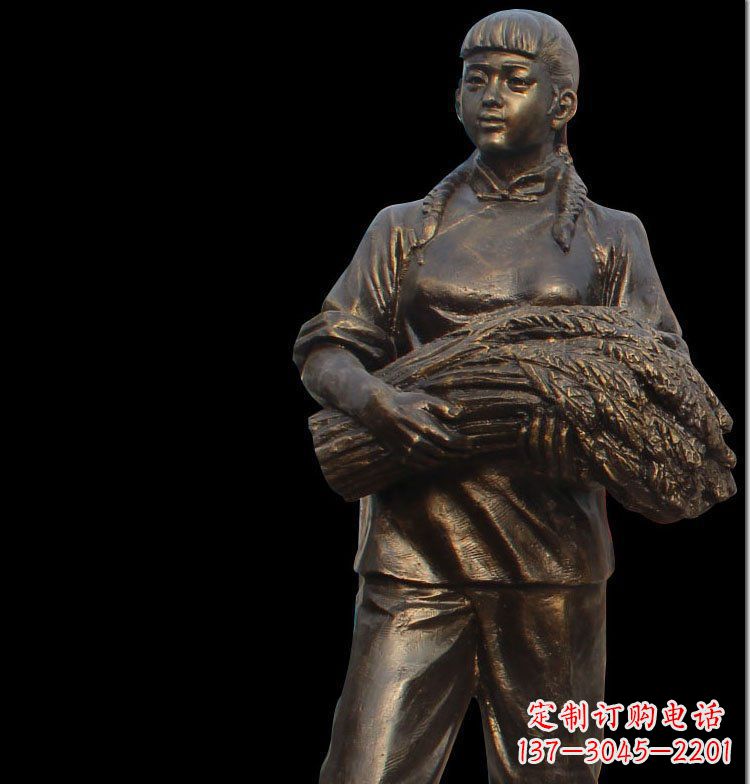 福建“农耕抒情”女子铜雕