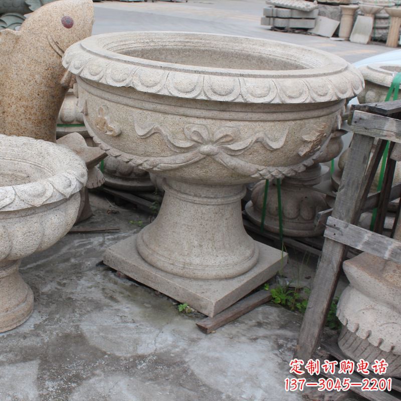 福建杯型公园石雕花盆