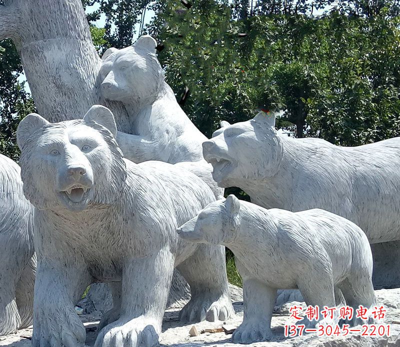 福建优雅神秘的北极熊石雕大理石动物雕塑