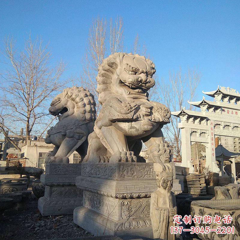 福建北京石雕狮子-企业楼宇大门动物雕塑摆件