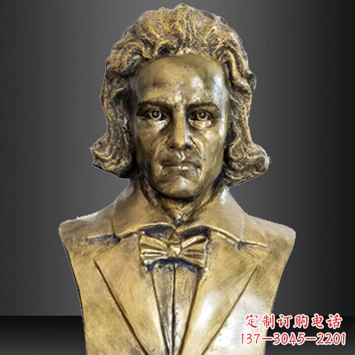 福建贝多芬雕塑作品-纯铜铸造名人胸像
