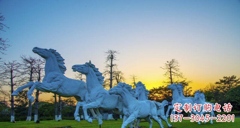 福建奔跑的马群城市公园景观铜雕