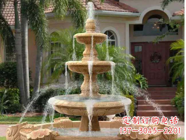 福建别墅多层喷泉石雕