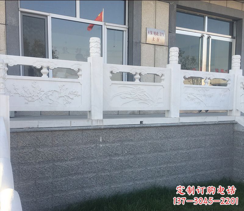 福建别墅汉白玉栏板景观石雕 (2)