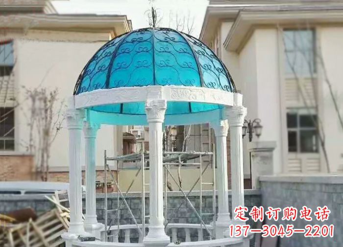 福建别墅汉白玉欧式石雕凉亭