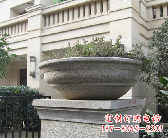 福建别墅景观大理石花盆石雕 (5)