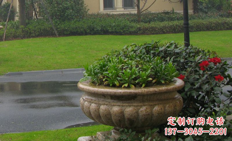 福建别墅景观大理石花盆石雕 (4)