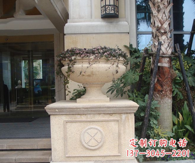 福建别墅景观大理石花盆石雕 (6)