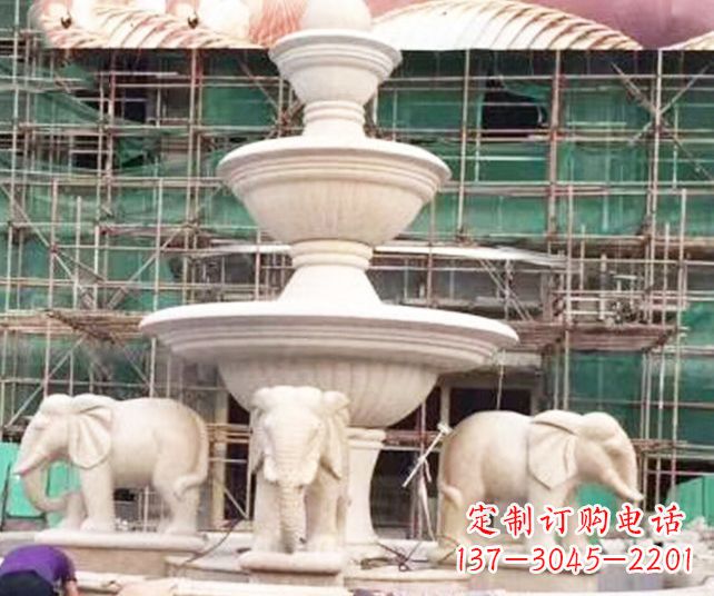 福建别墅景观大象喷泉石雕