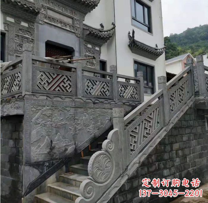 福建别墅景观仿古石雕栏板_2