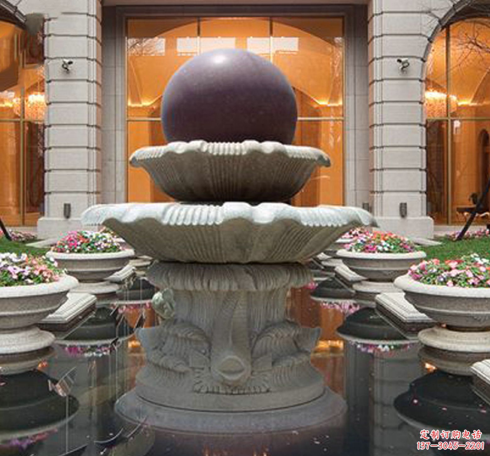 福建别墅景观风水球喷泉石雕