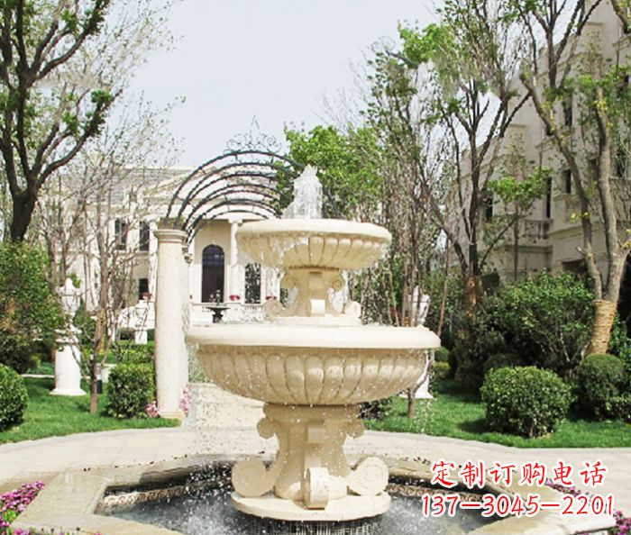 福建别墅景观汉白玉喷泉石雕 (3)