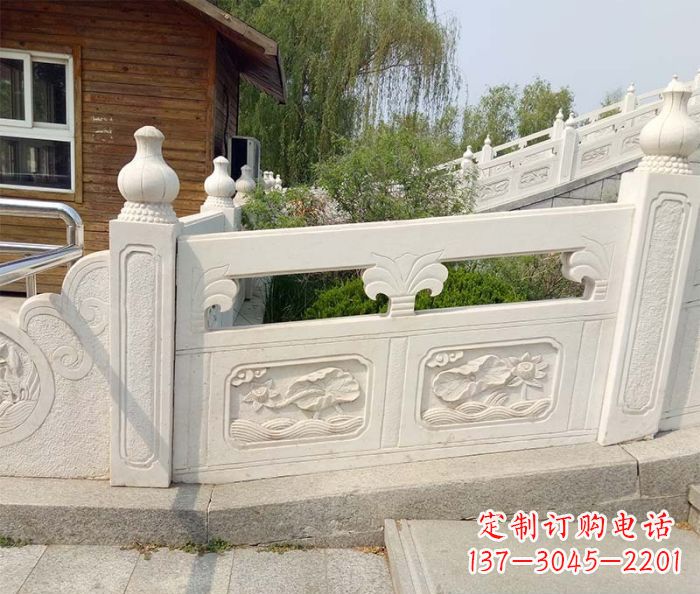 福建别墅景观汉白玉石浮雕栏板 (2)