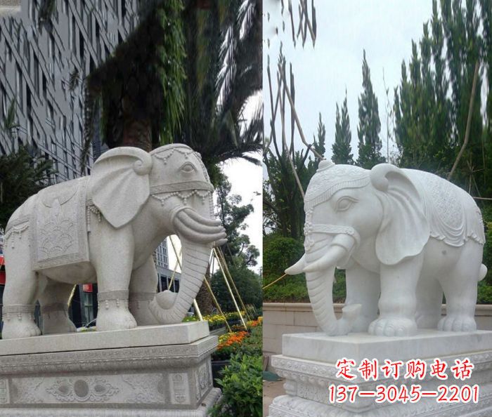 福建别墅景观缅甸大象石雕 (2)