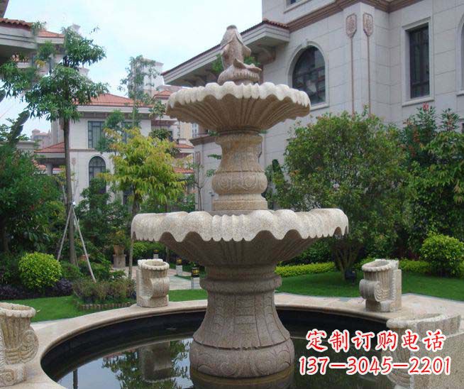 福建别墅景观石雕多层喷泉雕塑