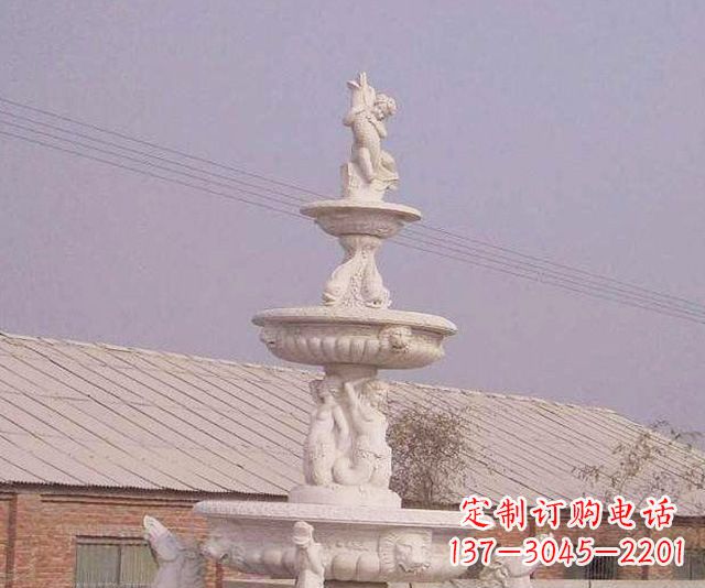 福建别墅景观天使喷泉石雕 (2)