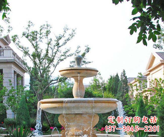 福建别墅景观晚霞红喷泉石雕
