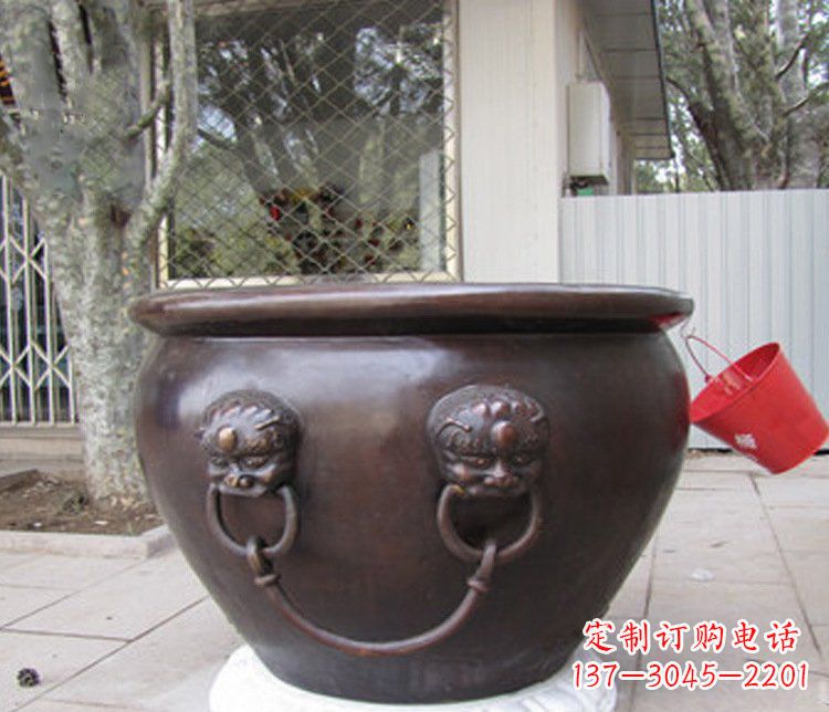福建招财进宝水缸铜雕塑摆件