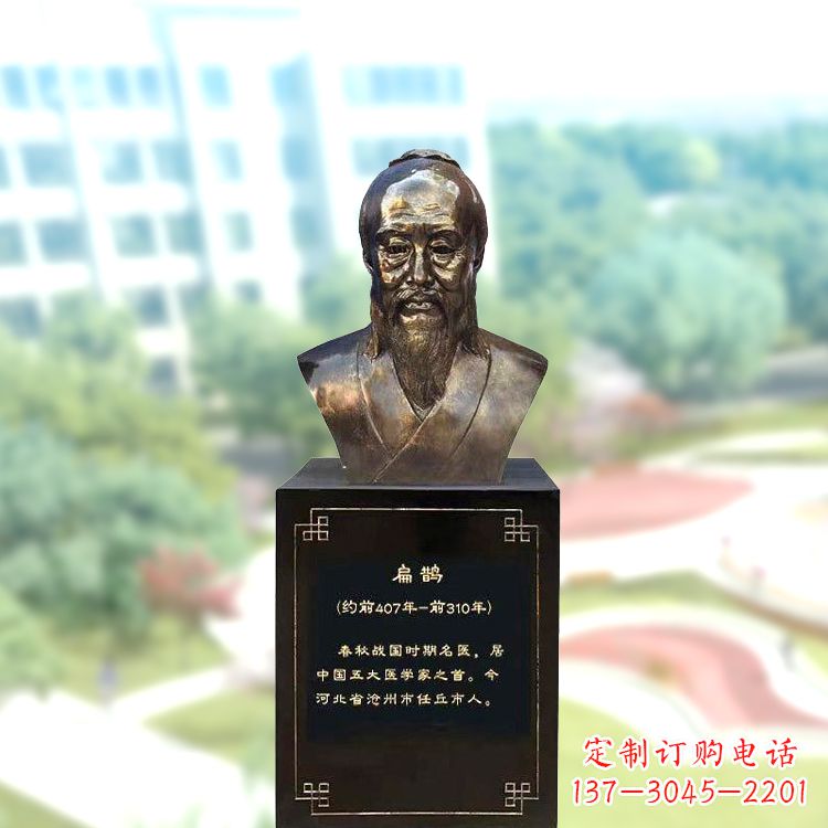 福建玻璃钢扁鹊著名医生半身像雕塑