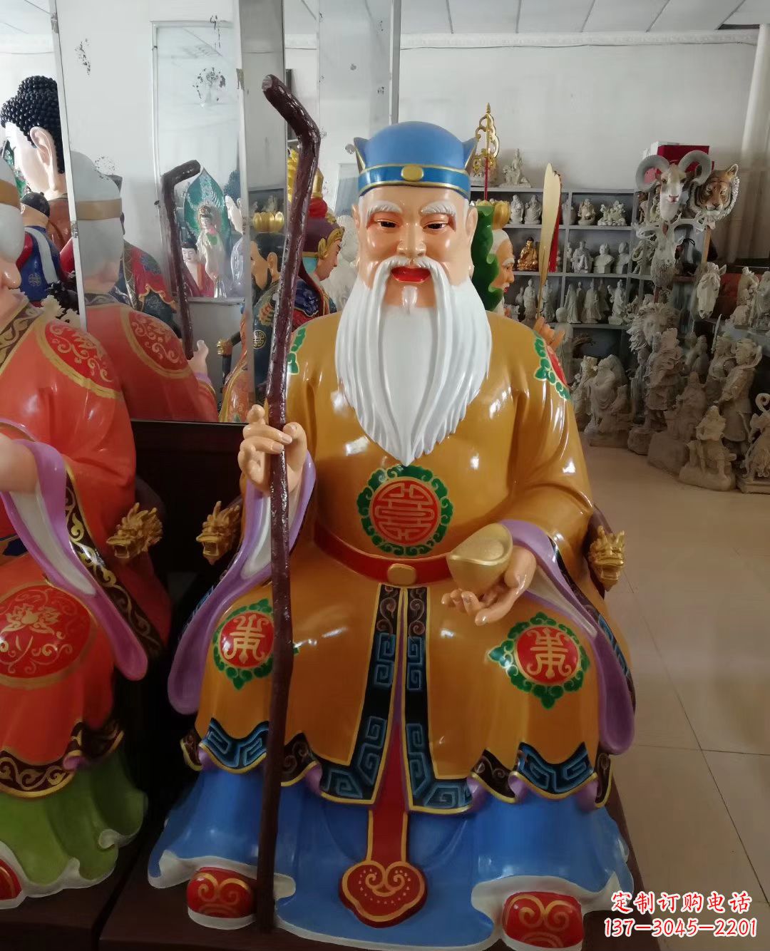 福建玻璃钢彩绘土地公神像精美的艺术品