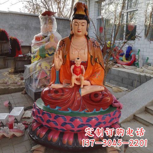 福建玻璃钢彩绘送子观音雕塑