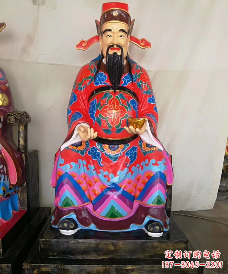 福建玻璃钢彩绘文财神神像雕塑