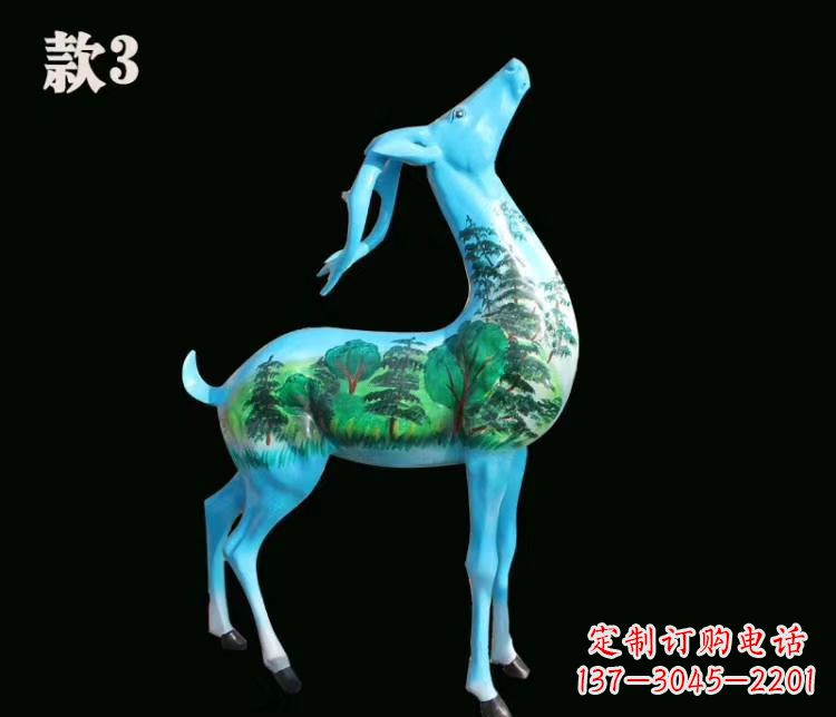 福建玻璃钢彩绘艺术小鹿雕塑精美的艺术品
