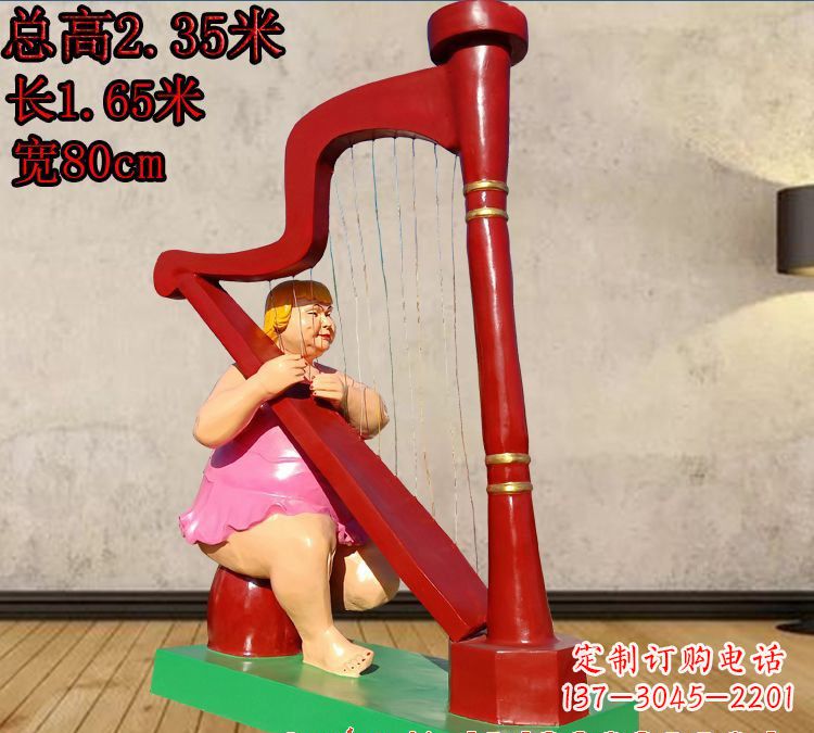 福建玻璃钢弹竖琴人物雕塑