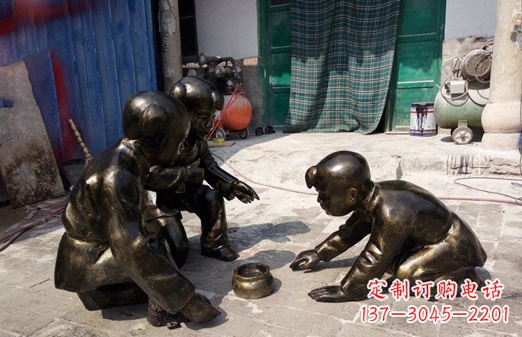 福建玻璃钢仿铜斗蛐蛐的古代儿童