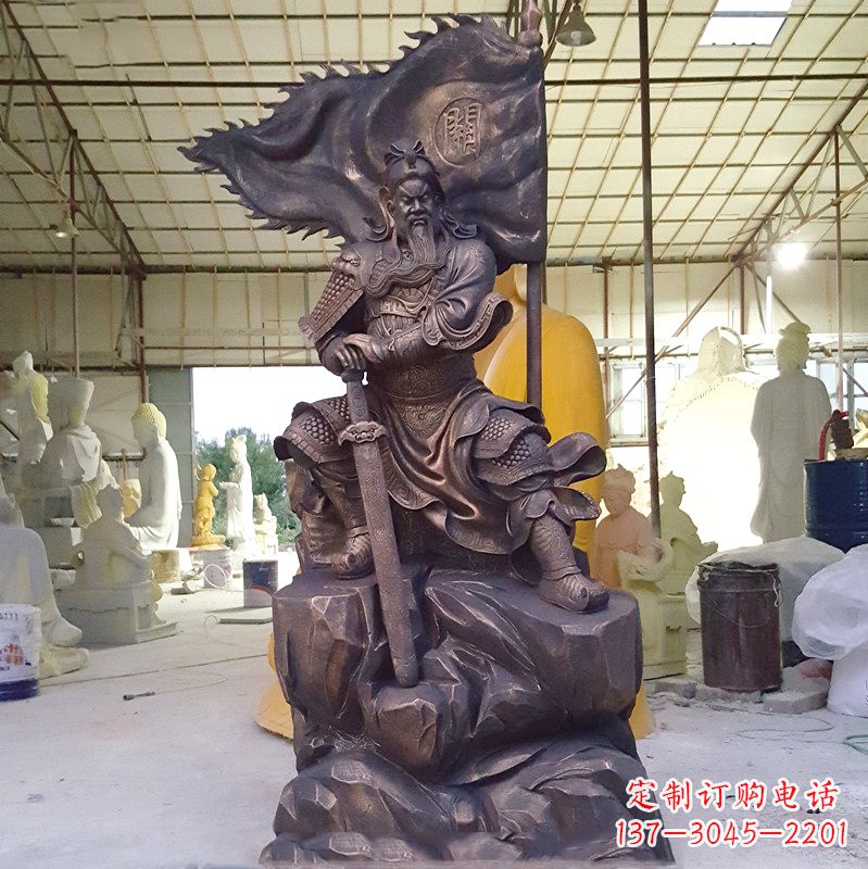 福建玻璃钢仿铜关公雕塑