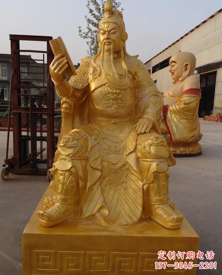 福建玻璃钢仿铜关公读春秋