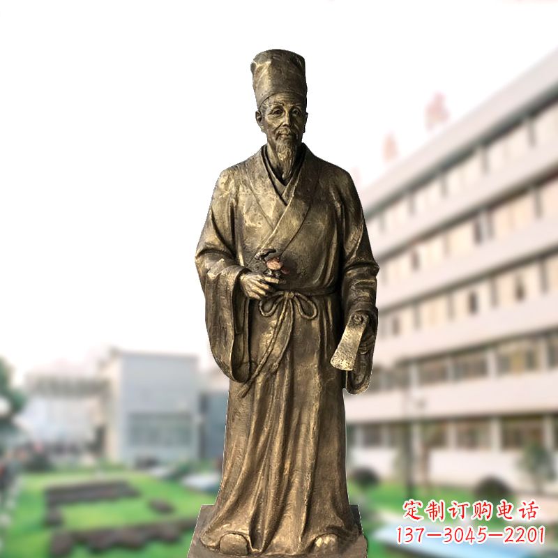 福建玻璃钢仿铜李时珍塑像-医院医学院药圣雕塑