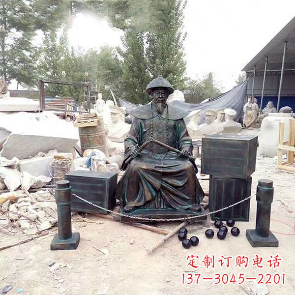 福建林则徐雕塑以玻璃钢仿铜呈现