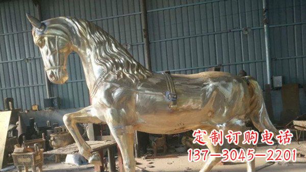 福建玻璃钢仿铜马公园动物雕塑