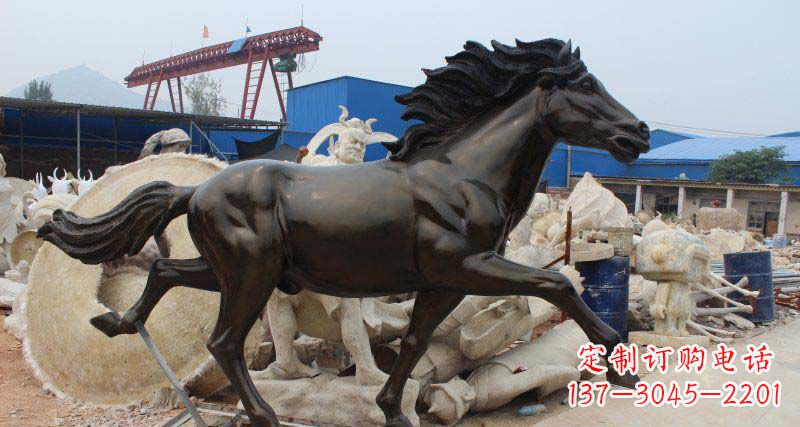 福建玻璃钢仿铜马广场动物雕塑