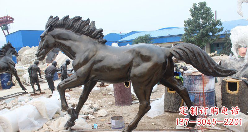 福建玻璃钢仿铜马广场动物雕塑 (2)