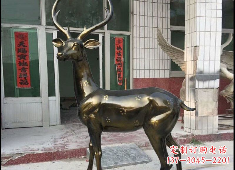 福建玻璃钢仿铜梅花鹿