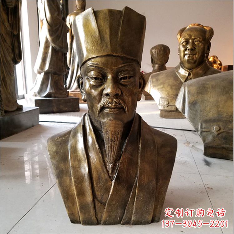 福建玻璃钢仿铜苏轼头像雕塑
