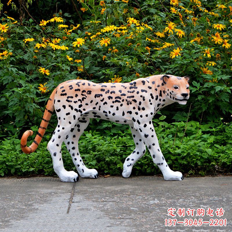 福建玻璃钢仿真豹子-花纹金钱豹动物雕塑