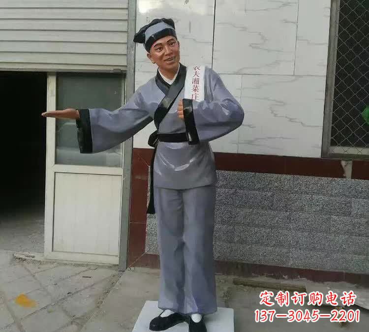 福建精致玻璃钢店小二雕塑