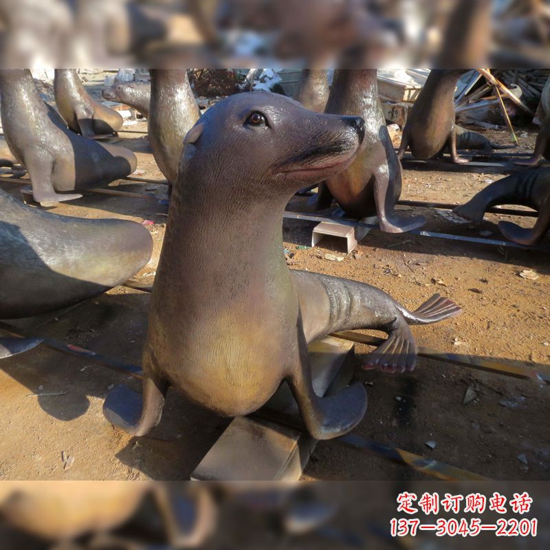 福建玻璃钢仿真海豹雕塑
